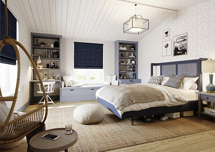 Faux Suede, Navy - Roman Blind - Image 7